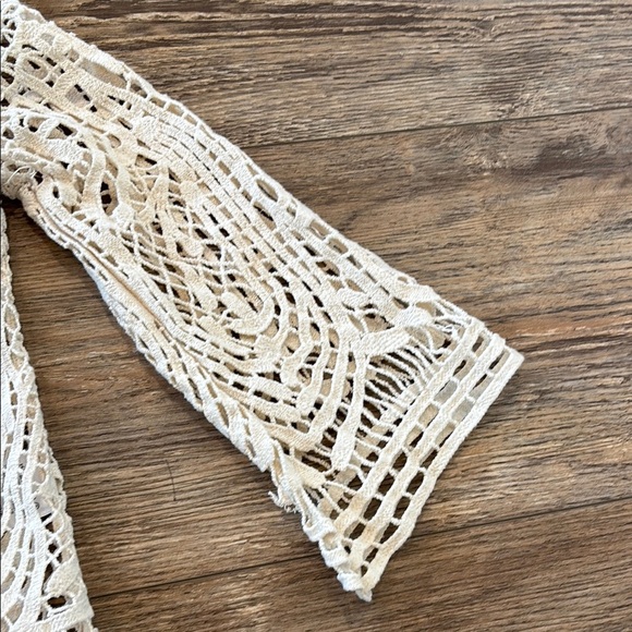 Ecote Anthropologie Studded Crochet Knit White Boho Top Lace 100% Cotton XS - Picture 6 of 12